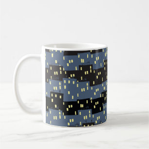 Seanless pattern with a city at night. coffee mug