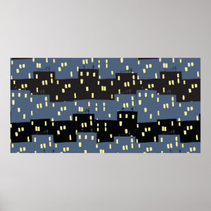 Seanless pattern with a city at night.  poster