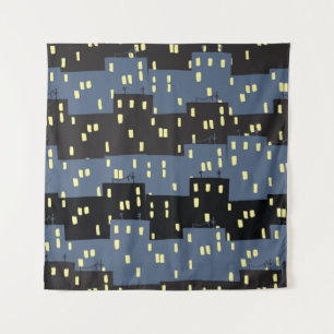 Seanless pattern with a city at night. tapestry