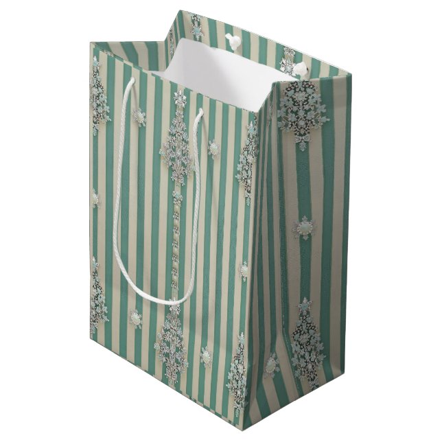 Seaoam Striped Crystal Trees Medium Gift Bag (Front Angled)