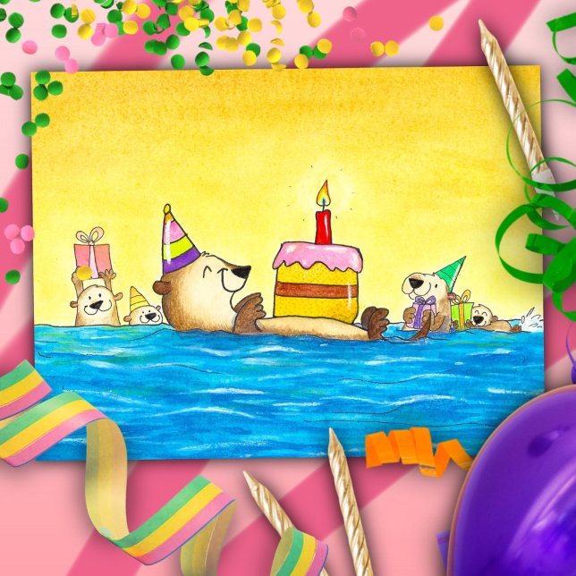 Seaotter Birthday  Postcard (Creator Uploaded)