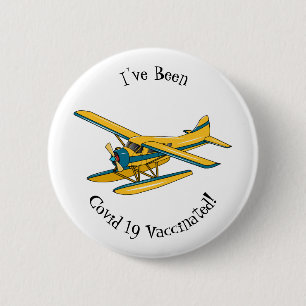 Seaplane cartoon illustration 6 cm round badge
