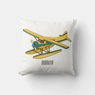 Seaplane cartoon illustration cushion