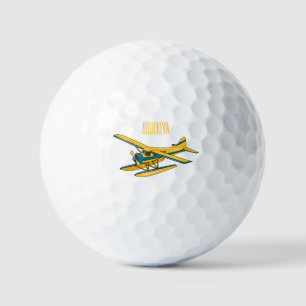 Seaplane cartoon illustration  golf balls