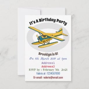 Seaplane cartoon illustration invitation