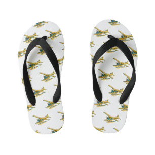 Seaplane cartoon illustration  kid's flip flops