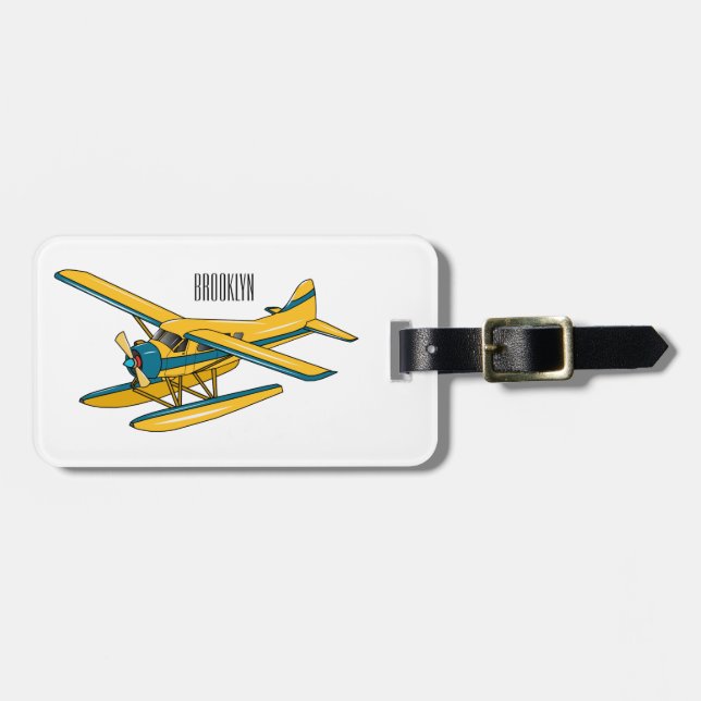 Seaplane cartoon illustration luggage tag (Front Horizontal)