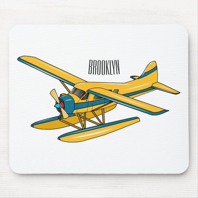 Seaplane cartoon illustration  mouse mat (Front)