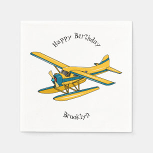 Seaplane cartoon illustration napkin