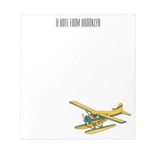 Seaplane cartoon illustration notepad