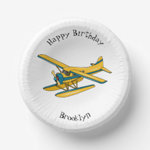 Seaplane cartoon illustration paper plate