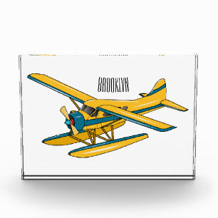 Seaplane cartoon illustration photo block