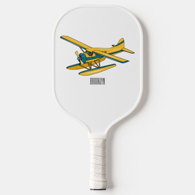 Seaplane cartoon illustration  pickleball paddle (Front)