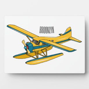 Seaplane cartoon illustration  plaque