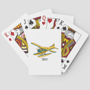 Seaplane cartoon illustration  playing cards