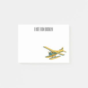 Seaplane cartoon illustration post-it notes