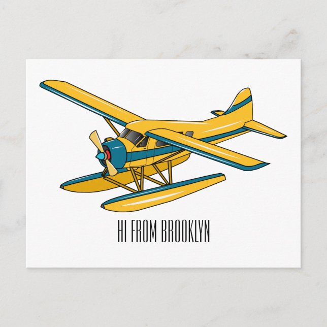 Seaplane cartoon illustration  postcard (Front)
