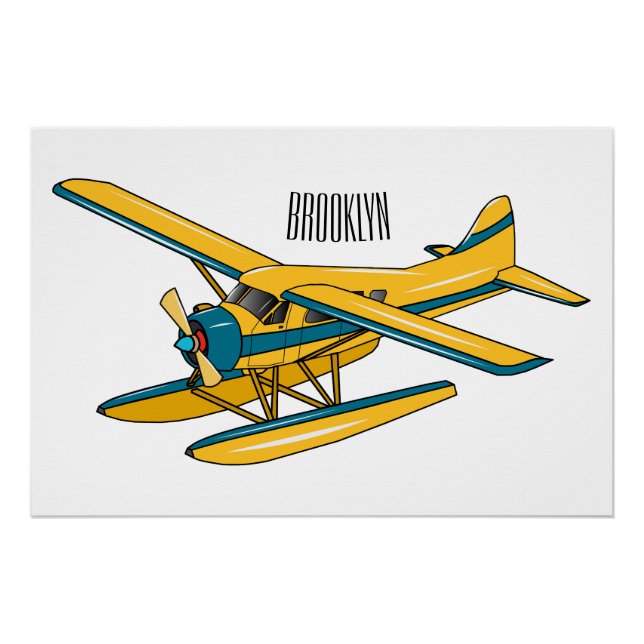 Seaplane cartoon illustration  poster (Front)
