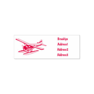 Seaplane cartoon illustration self-inking stamp