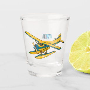 Seaplane cartoon illustration shot glass