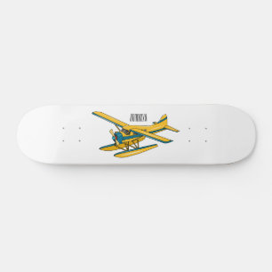 Seaplane cartoon illustration skateboard
