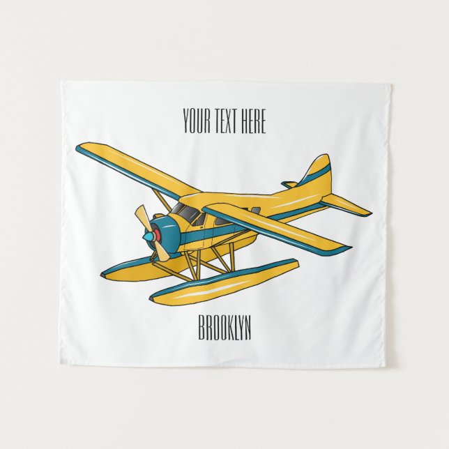 Seaplane cartoon illustration  tapestry (Front (Horizontal))