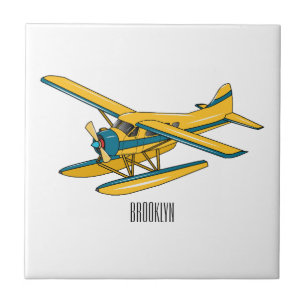 Seaplane cartoon illustration tile