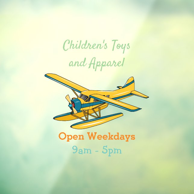 Seaplane cartoon illustration window cling (Sheet 3)