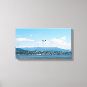 Seaplane taking off over Vancouver bay Canvas Print