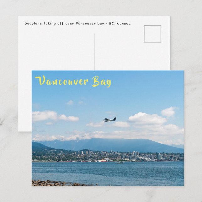 Seaplane taking off over Vancouver bay Postcard (Front/Back)