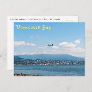 Seaplane taking off over Vancouver bay Postcard