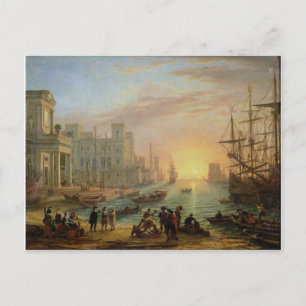 Seaport at Sunset by Claude Lorrain Postcard