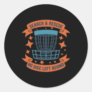 Search And Rescue No Disc Left Behind Disc Golf Sk Classic Round Sticker
