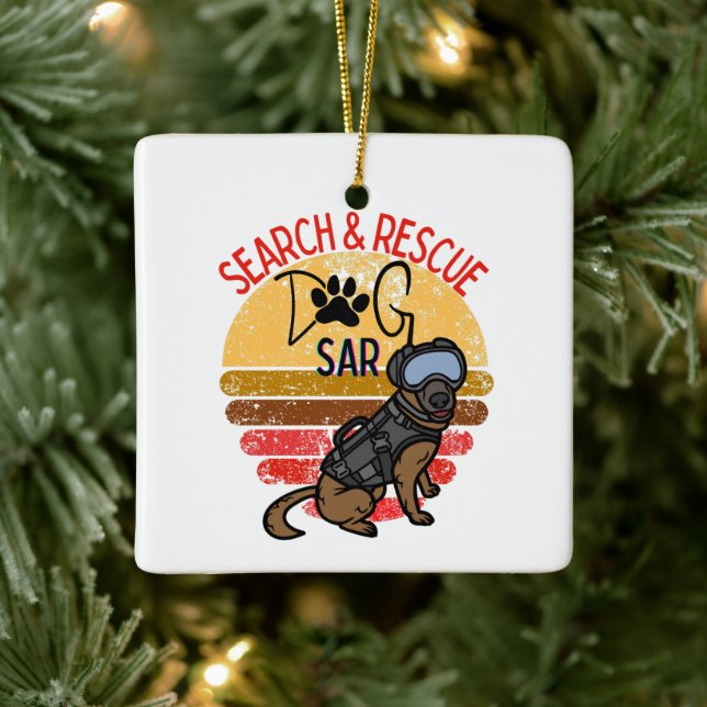 Search and Rescue SAR K-9 Professional Dogs Team  Ceramic Ornament (Tree)
