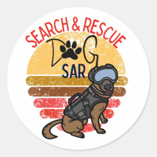 Search and Rescue SAR K-9 Professional Dogs Team  Classic Round Sticker