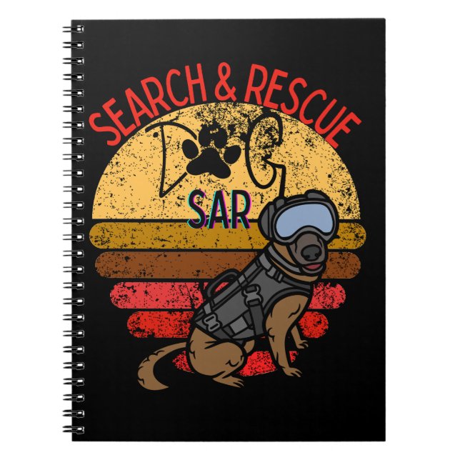 Search and Rescue SAR K-9 Professional Dogs Team  Notebook (Front)