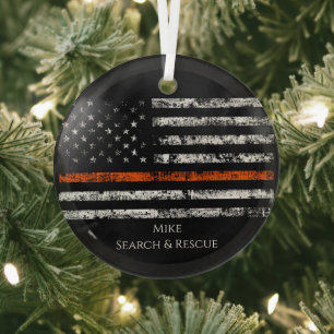 Search and Rescue Thin Orange Line Ornament – Cust