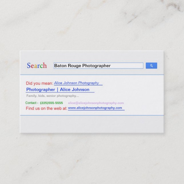 Search Engine Business Card (Front)