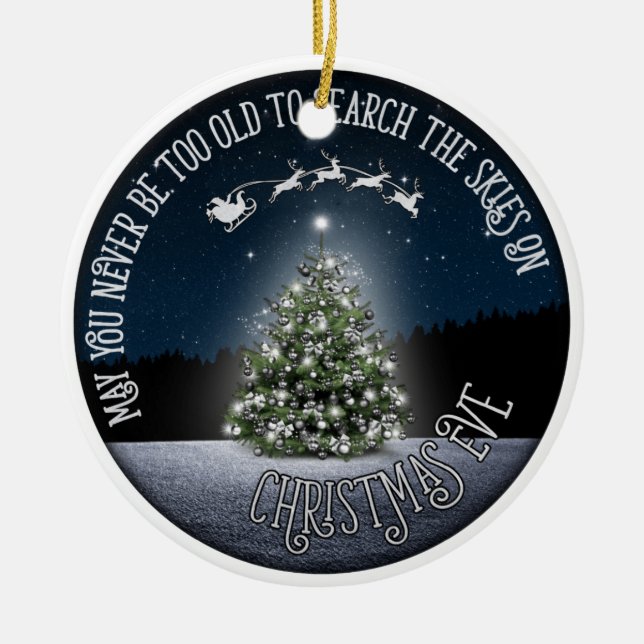 Search the Skies on Christmas Eve Double Sided Ceramic Tree Decoration (Front)