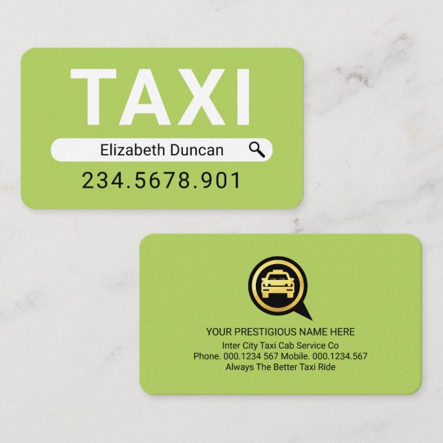 Search Your Name Taxi Driver Business Card (Front/Back)