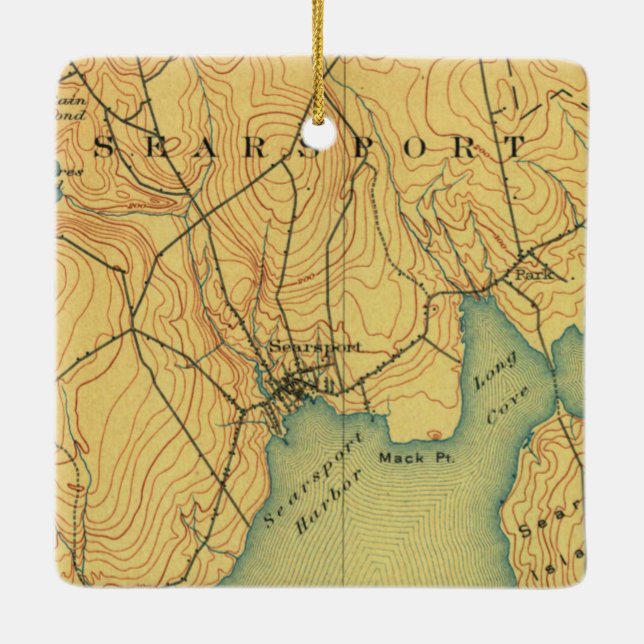 Searsport Maine Map 1915 Ceramic Ornament (Back)