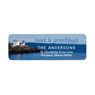 Seas and Greeting Lighthouse Return Address Label