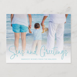 Seas and Greetings Aqua Vacation Photo Christmas Holiday Postcard