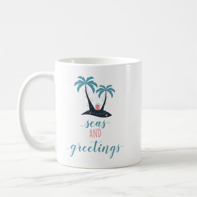 Seas and Greetings Christmas Coffee Mug (Left)