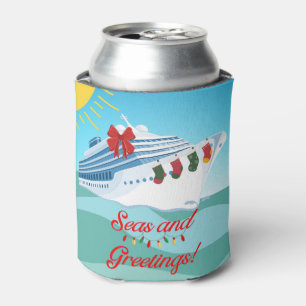 Seas and Greetings Cruise Christmas Can Cooler