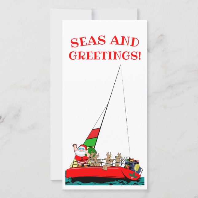 Seas and Greetings Nautical Christmas Card (Front)