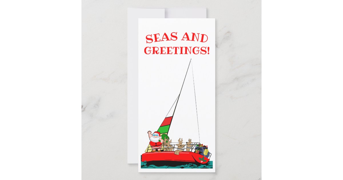 Seas and Greetings Nautical Christmas Card | Zazzle.co.uk