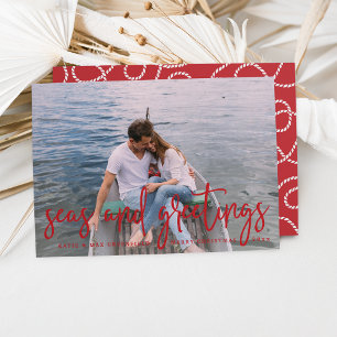 Seas and Greetings   Nautical Holiday Photo Card