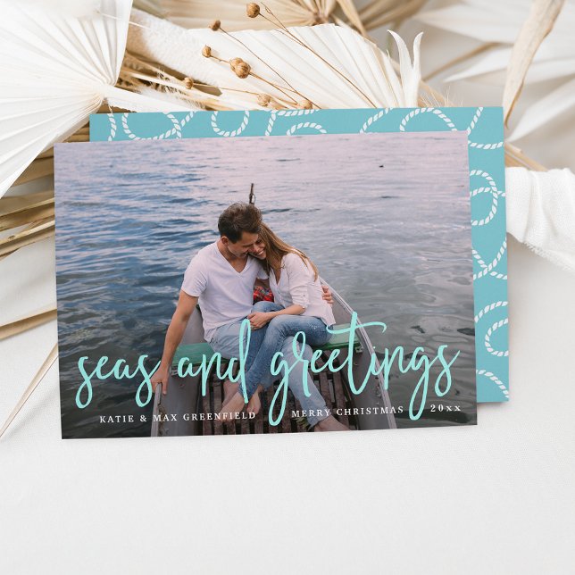 Seas and Greetings | Nautical Holiday Photo Card (Creator Uploaded)