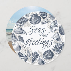 Seas and Greetings Nautical Seashell Photo Card